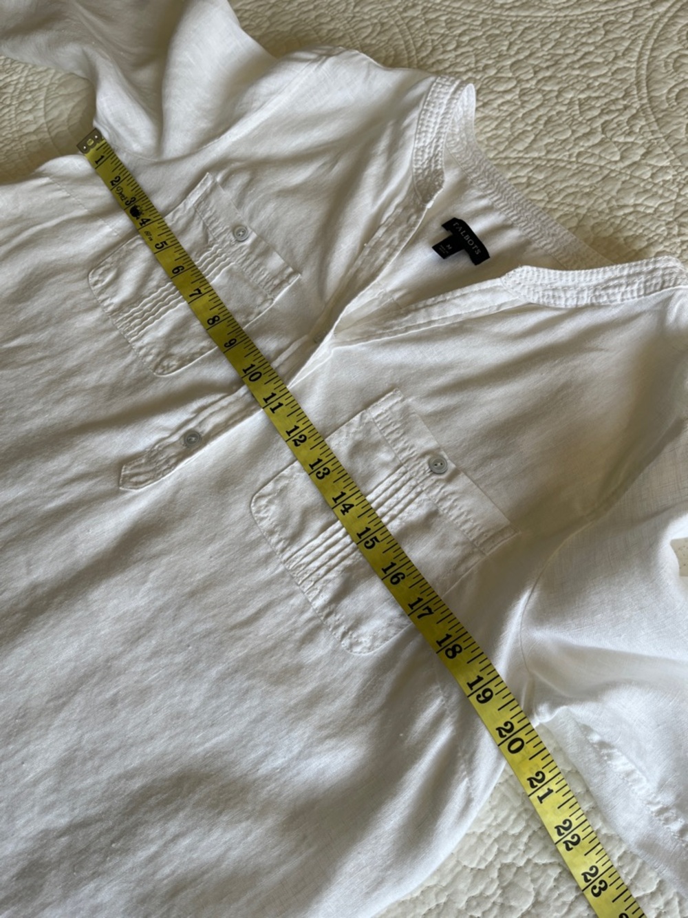 Talbots Linen Button-Front Lightweight Tunic Top White Women's Medium Beachy - Picture 8 of 14